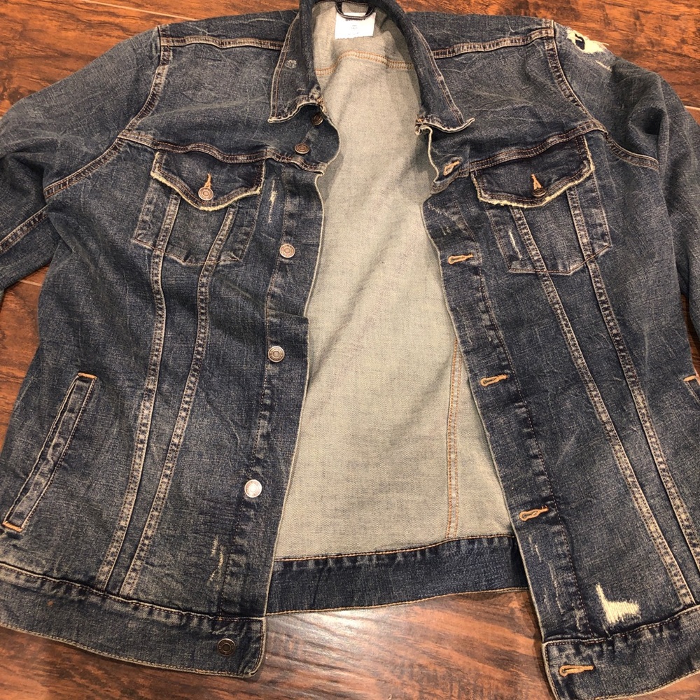 Distressed Old Navy Denim Jacket XXL Tall